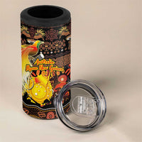 Personalized Australia and Papua New Guinea Together 4 in 1 Can Cooler Tumbler Kangaroo Aboriginal Art and Bird-of-paradise Oro Tribal Motifs LT03 - Polynesian Pride