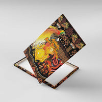 Australia and Papua New Guinea Together Canvas Wall Art Kangaroo Aboriginal Art and Bird-of-paradise Oro Tribal Motifs LT03 With Frame Black - Polynesian Pride