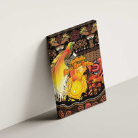 Australia and Papua New Guinea Together Canvas Wall Art Kangaroo Aboriginal Art and Bird-of-paradise Oro Tribal Motifs LT03 - Polynesian Pride