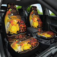 Australia and Papua New Guinea Together Car Seat Cover Kangaroo Aboriginal Art and Bird-of-paradise Oro Tribal Motifs LT03 One Size Black - Polynesian Pride