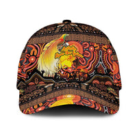 Australia and Papua New Guinea Together Classic Cap Kangaroo Aboriginal Art and Bird-of-paradise with Oro Tribal Motifs LT03 Universal Fit Black - Polynesian Pride