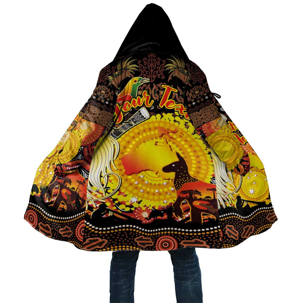 Personalized Australia and Papua New Guinea Together Cloak Kangaroo Aboriginal Art and Bird-of-paradise Oro Tribal Motifs LT03 Unisex Black - Polynesian Pride