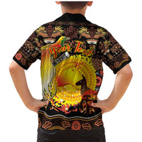 Personalized Australia and Papua New Guinea Together Family Matching Mermaid Dress and Hawaiian Shirt Kangaroo Aboriginal Art and Bird-of-paradise Oro Tribal Motifs - Polynesian Pride