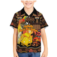 Personalized Australia and Papua New Guinea Together Family Matching Mermaid Dress and Hawaiian Shirt Kangaroo Aboriginal Art and Bird-of-paradise Oro Tribal Motifs - Polynesian Pride