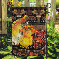 Australia and Papua New Guinea Together Garden Flag Kangaroo Aboriginal Art and Bird-of-paradise Oro Tribal Motifs LT03 Garden Flag Black - Polynesian Pride