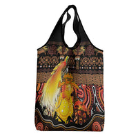 Australia and Papua New Guinea Together Grocery Bag Kangaroo Aboriginal Art and Bird-of-paradise Oro Tribal Motifs LT03 - Polynesian Pride