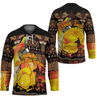 Personalized Australia and Papua New Guinea Together Hockey Jersey Kangaroo Aboriginal Art and Bird-of-paradise Oro Tribal Motifs LT03 - Polynesian Pride