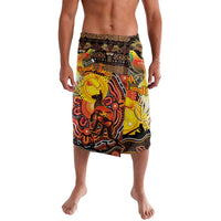 Personalized Australia and Papua New Guinea Together Lavalava Kangaroo Aboriginal Art and Bird-of-paradise Oro Tribal Motifs LT03 Black - Polynesian Pride