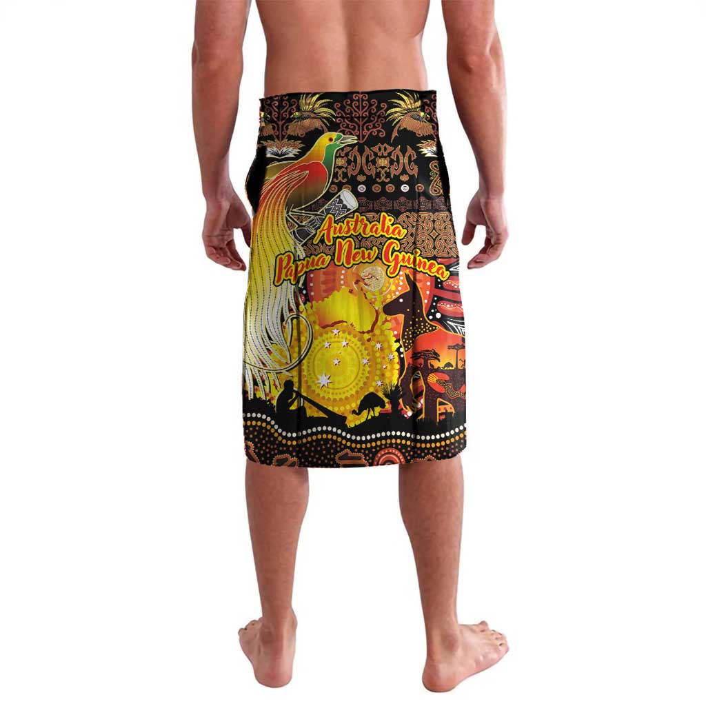 Personalized Australia and Papua New Guinea Together Lavalava Kangaroo Aboriginal Art and Bird-of-paradise Oro Tribal Motifs LT03 - Polynesian Pride