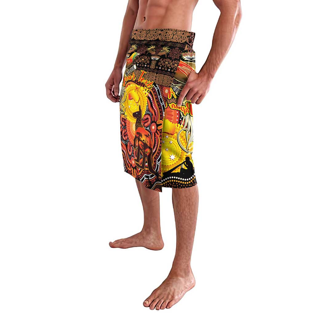 Personalized Australia and Papua New Guinea Together Lavalava Kangaroo Aboriginal Art and Bird-of-paradise Oro Tribal Motifs LT03 - Polynesian Pride