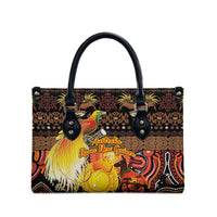 Australia and Papua New Guinea Together Leather Bag Kangaroo Aboriginal Art and Bird-of-paradise Oro Tribal Motifs LT03 - Polynesian Pride