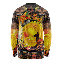 Personalized Australia and Papua New Guinea Together Long Sleeve Shirt Kangaroo Aboriginal Art and Bird-of-paradise Oro Tribal Motifs - Polynesian Pride
