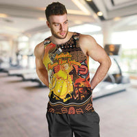 Personalized Australia and Papua New Guinea Together Men Tank Top Kangaroo Aboriginal Art and Bird-of-paradise Oro Tribal Motifs LT03 Black - Polynesian Pride