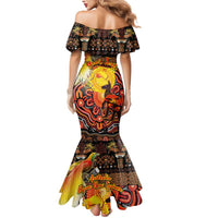 Personalized Australia and Papua New Guinea Together Mermaid Dress Kangaroo Aboriginal Art and Bird-of-paradise Oro Tribal Motifs LT03 - Polynesian Pride