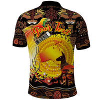 Personalized Australia and Papua New Guinea Together Polo Shirt Kangaroo Aboriginal Art and Bird-of-paradise Oro Tribal Motifs - Polynesian Pride