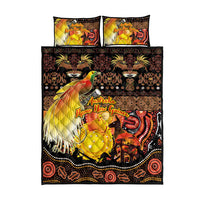 Australia and Papua New Guinea Together Quilt Bed Set Kangaroo Aboriginal Art and Bird-of-paradise Oro Tribal Motifs LT03 - Polynesian Pride