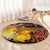 Australia and Papua New Guinea Together Round Carpet Kangaroo Aboriginal Art and Bird-of-paradise Oro Tribal Motifs - Polynesian Pride