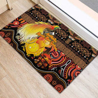 Australia and Papua New Guinea Together Rubber Doormat Kangaroo Aboriginal Art and Bird-of-paradise Oro Tribal Motifs LT03 - Polynesian Pride
