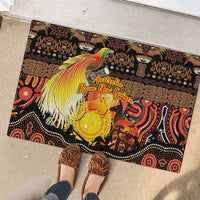Australia and Papua New Guinea Together Rubber Doormat Kangaroo Aboriginal Art and Bird-of-paradise Oro Tribal Motifs LT03 - Polynesian Pride