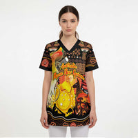 Personalized Australia and Papua New Guinea Together Scrub Top Kangaroo Aboriginal Art and Bird-of-paradise Oro Tribal Motifs LT03 - Polynesian Pride