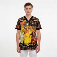 Personalized Australia and Papua New Guinea Together Scrub Top Kangaroo Aboriginal Art and Bird-of-paradise Oro Tribal Motifs LT03 - Polynesian Pride