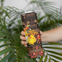 Personalized Australia and Papua New Guinea Together Skinny Tumbler Kangaroo Aboriginal Art and Bird-of-paradise Oro Tribal Motifs LT03 - Polynesian Pride