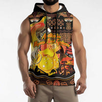 Personalized Australia and Papua New Guinea Together Sleeveless Hoodie Kangaroo Aboriginal Art and Bird-of-paradise Oro Tribal Motifs LT03 - Polynesian Pride
