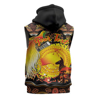 Personalized Australia and Papua New Guinea Together Sleeveless Zip Hoodie Kangaroo Aboriginal Art and Bird-of-paradise Oro Tribal Motifs LT03 - Polynesian Pride