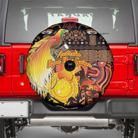 Australia and Papua New Guinea Together Spare Tire Cover Kangaroo Aboriginal Art and Bird-of-paradise Oro Tribal Motifs LT03 - Polynesian Pride