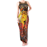 Personalized Australia and Papua New Guinea Together Tank Maxi Dress Kangaroo Aboriginal Art and Bird-of-paradise Oro Tribal Motifs LT03 Women Black - Polynesian Pride