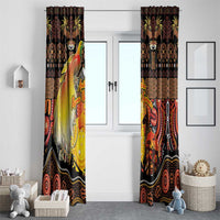 Australia and Papua New Guinea Together Window Curtain Kangaroo Aboriginal Art and Bird-of-paradise Oro Tribal Motifs LT03 - Polynesian Pride
