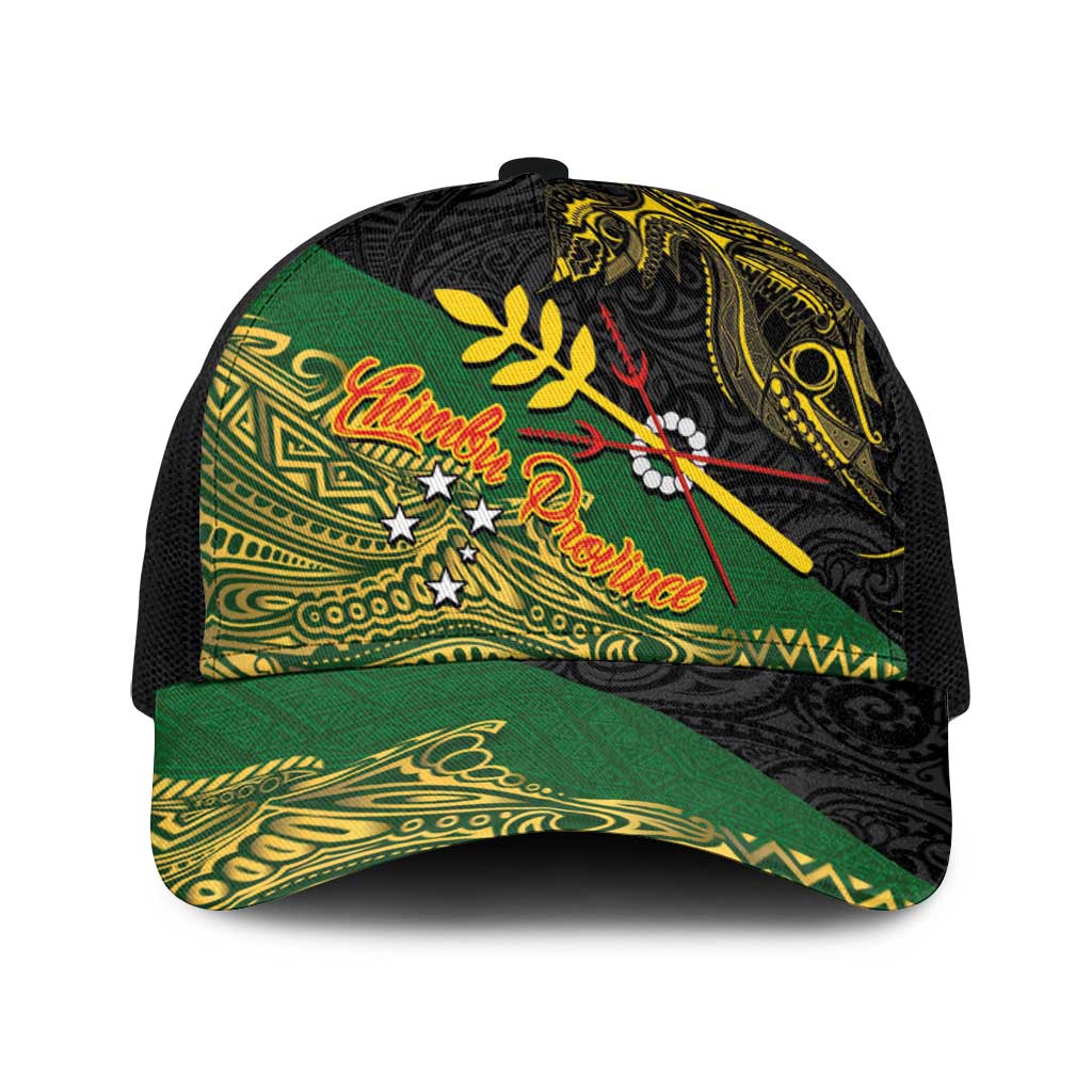Chimpu Province Papua New Guinea Baseball Net Cap Bird-of-paradise Art Tattoo and Melanesian Motifs LT03 One Size Black Black - Polynesian Pride