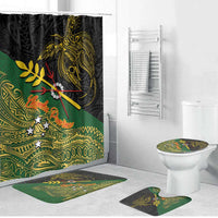 Chimpu Province Papua New Guinea Bathroom Set Bird-of-paradise Art Tattoo and Melanesian Motifs LT03 Bathroom Set (4 pcs) Black - Polynesian Pride