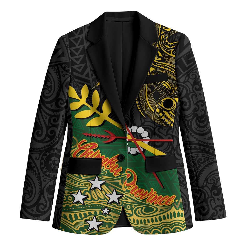 Personalized Chimpu Province Papua New Guinea Blazer Bird-of-paradise Art Tattoo and Melanesian Motifs LT03 Unisex Black - Polynesian Pride