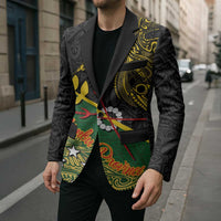 Personalized Chimpu Province Papua New Guinea Blazer Bird-of-paradise Art Tattoo and Melanesian Motifs LT03 - Polynesian Pride