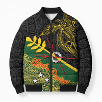 Personalized Chimpu Province Papua New Guinea Bomber Puffer Jacket Bird-of-paradise Art Tattoo and Melanesian Motifs LT03 Unisex Black - Polynesian Pride