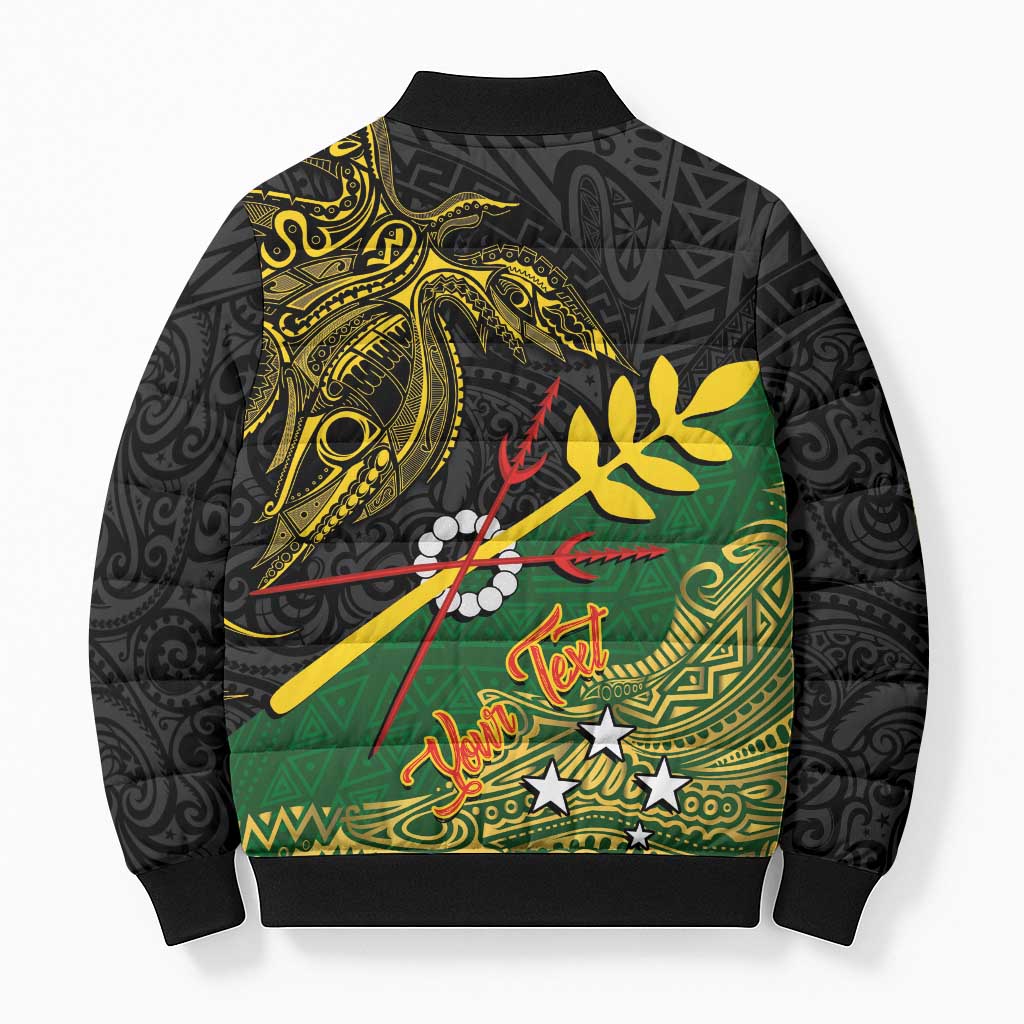 Personalized Chimpu Province Papua New Guinea Bomber Puffer Jacket Bird-of-paradise Art Tattoo and Melanesian Motifs LT03 - Polynesian Pride