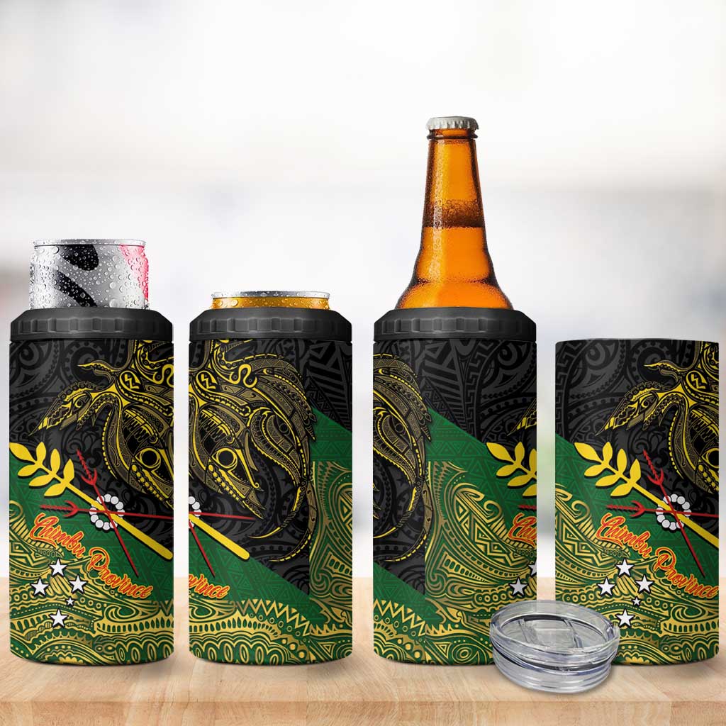 Chimpu Province Papua New Guinea 4 in 1 Can Cooler Tumbler Bird-of-paradise Art Tattoo and Melanesian Motifs LT03 - Polynesian Pride