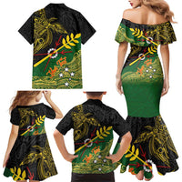 Personalized Chimpu Province Papua New Guinea Family Matching Mermaid Dress and Hawaiian Shirt Bird-of-paradise Art Tattoo and Melanesian Motifs - Polynesian Pride