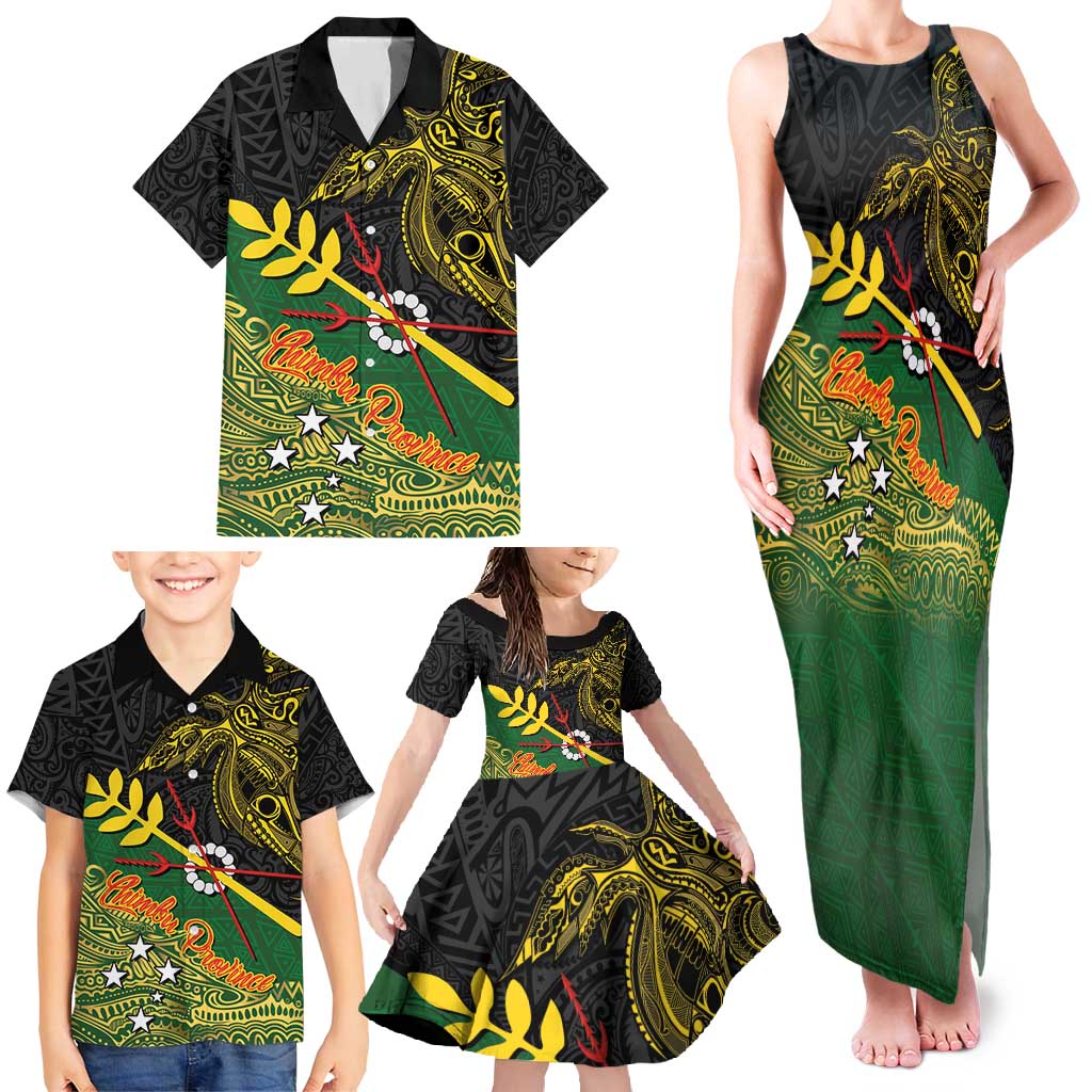 Personalized Chimpu Province Papua New Guinea Family Matching Tank Maxi Dress and Hawaiian Shirt Bird-of-paradise Art Tattoo and Melanesian Motifs - Polynesian Pride