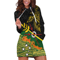 Personalized Chimpu Province Papua New Guinea Hoodie Dress Bird-of-paradise Art Tattoo and Melanesian Motifs LT03 Black - Polynesian Pride