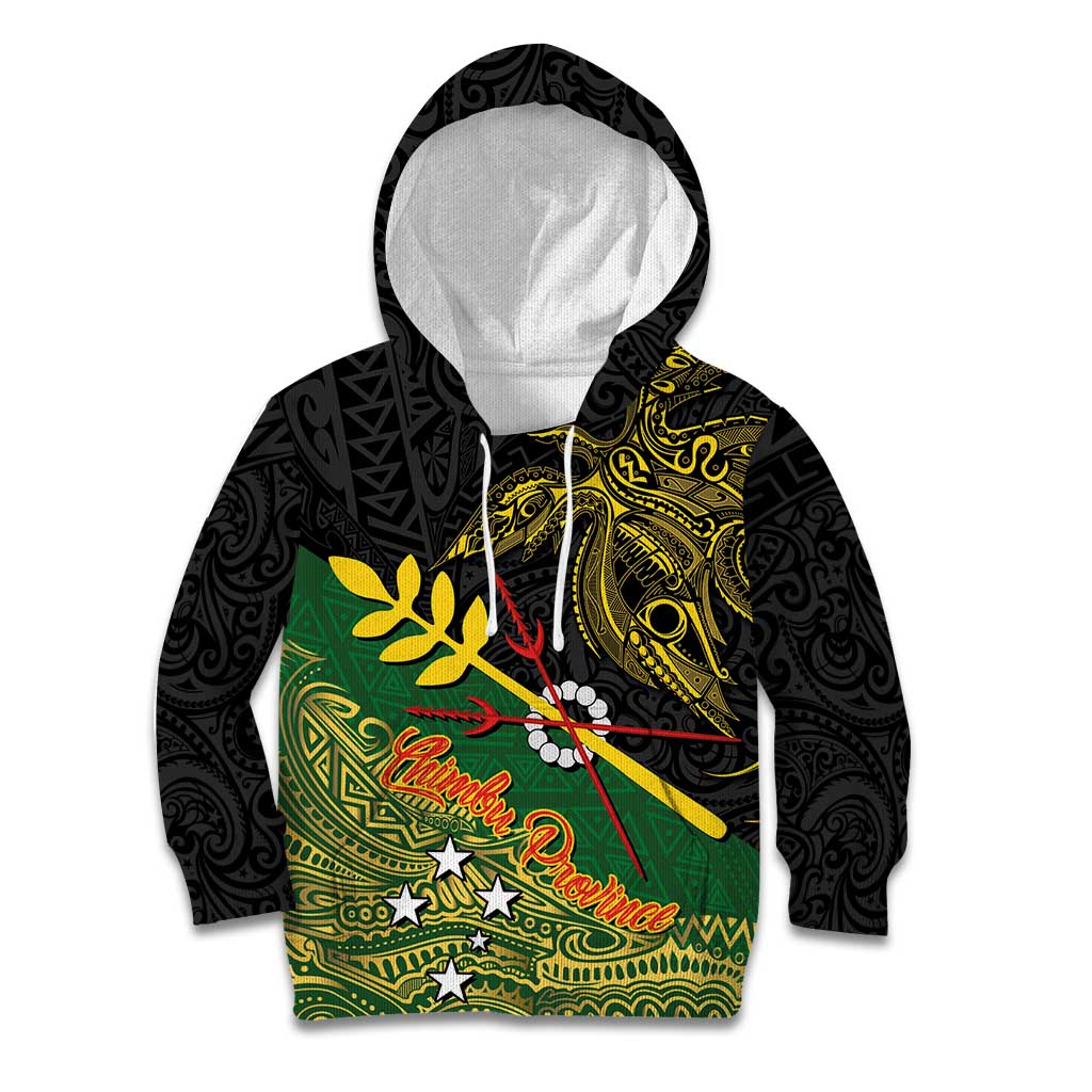Personalized Chimpu Province Papua New Guinea Kid Hoodie Bird-of-paradise Art Tattoo and Melanesian Motifs LT03 Hoodie Black - Polynesian Pride
