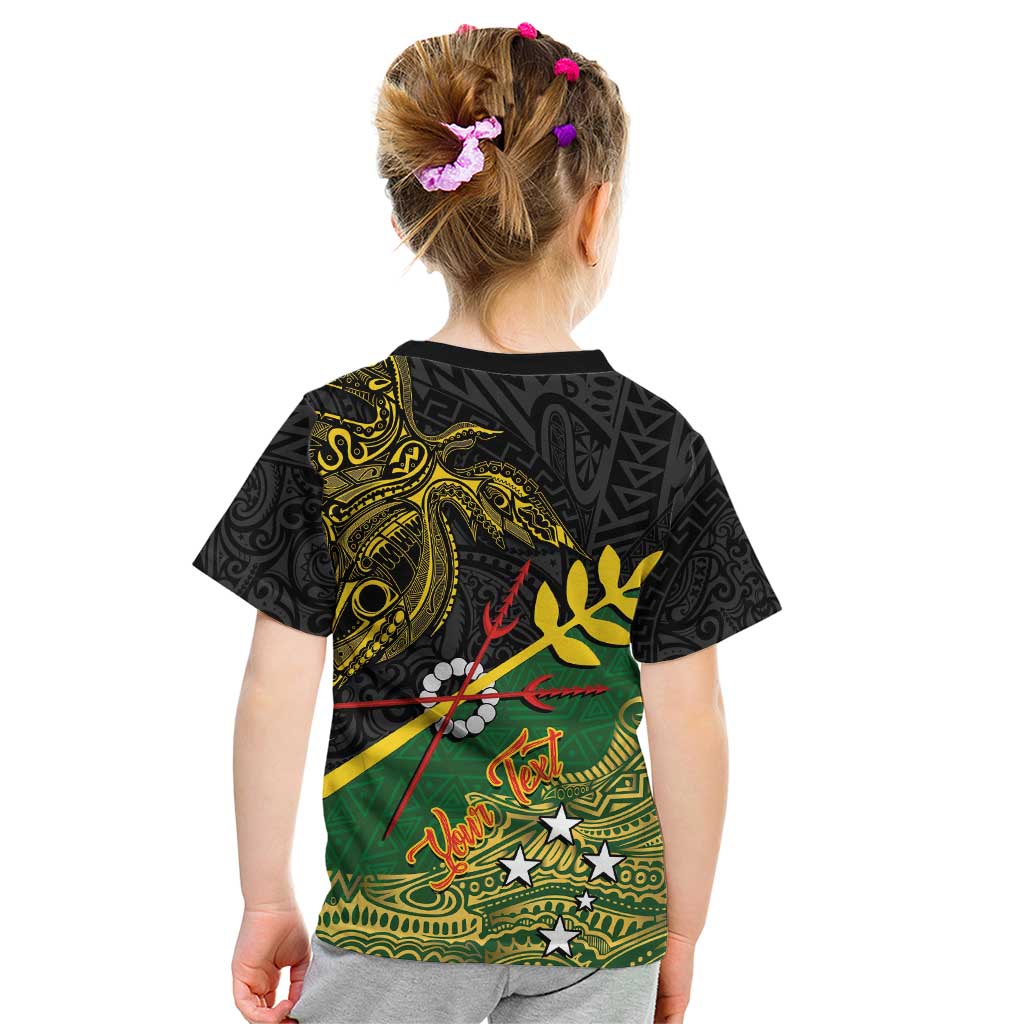 Personalized Chimpu Province Papua New Guinea Kid T Shirt Bird-of-paradise Art Tattoo and Melanesian Motifs - Polynesian Pride