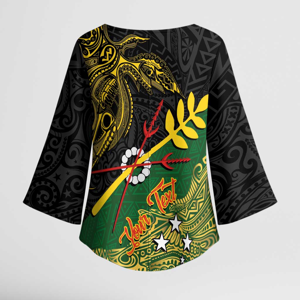 Personalized Chimpu Province Papua New Guinea Kimono Sleeve Blouse Bird-of-paradise Art Tattoo and Melanesian Motifs LT03 - Polynesian Pride