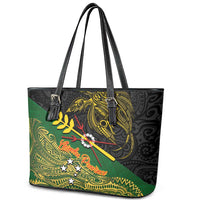 Chimpu Province Papua New Guinea Leather Tote Bag Bird-of-paradise Art Tattoo and Melanesian Motifs LT03 - Polynesian Pride
