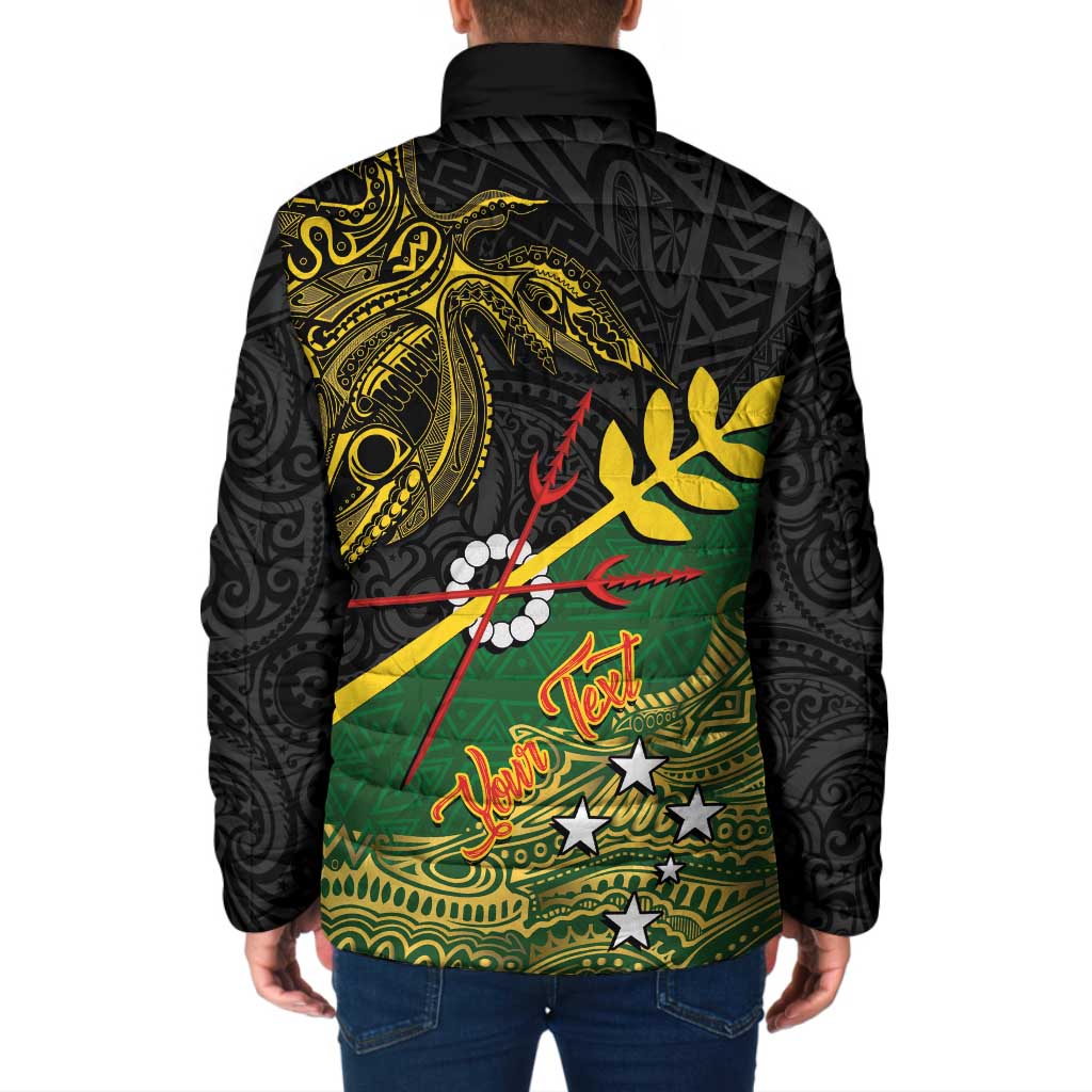 Personalized Chimpu Province Papua New Guinea Padded Jacket Bird-of-paradise Art Tattoo and Melanesian Motifs LT03 - Polynesian Pride