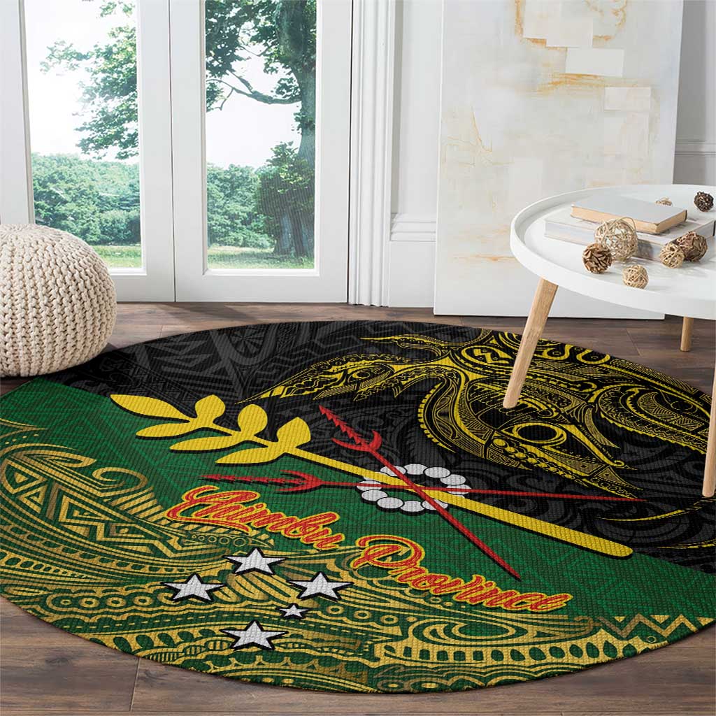 Chimpu Province Papua New Guinea Round Carpet Bird-of-paradise Art Tattoo and Melanesian Motifs LT03 - Polynesian Pride