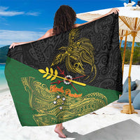 Chimpu Province Papua New Guinea Sarong Bird-of-paradise Art Tattoo and Melanesian Motifs LT03 One Size 44 x 66 inches Black - Polynesian Pride