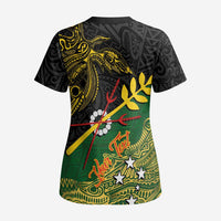 Personalized Chimpu Province Papua New Guinea Scrub Top Bird-of-paradise Art Tattoo and Melanesian Motifs LT03 - Polynesian Pride