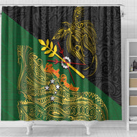 Chimpu Province Papua New Guinea Shower Curtain Bird-of-paradise Art Tattoo and Melanesian Motifs LT03 - Polynesian Pride